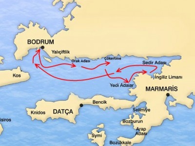 Mapa de la ruta Bodrum - Gokova