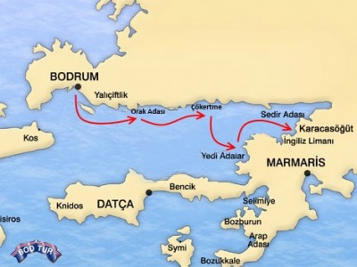 Mapa de la ruta Bodrum - Karacasogut